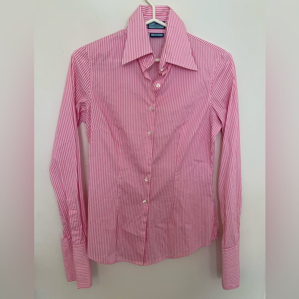 Hawed & Curtis Pink Striped Fitted Women’s Shirt SIZE 10